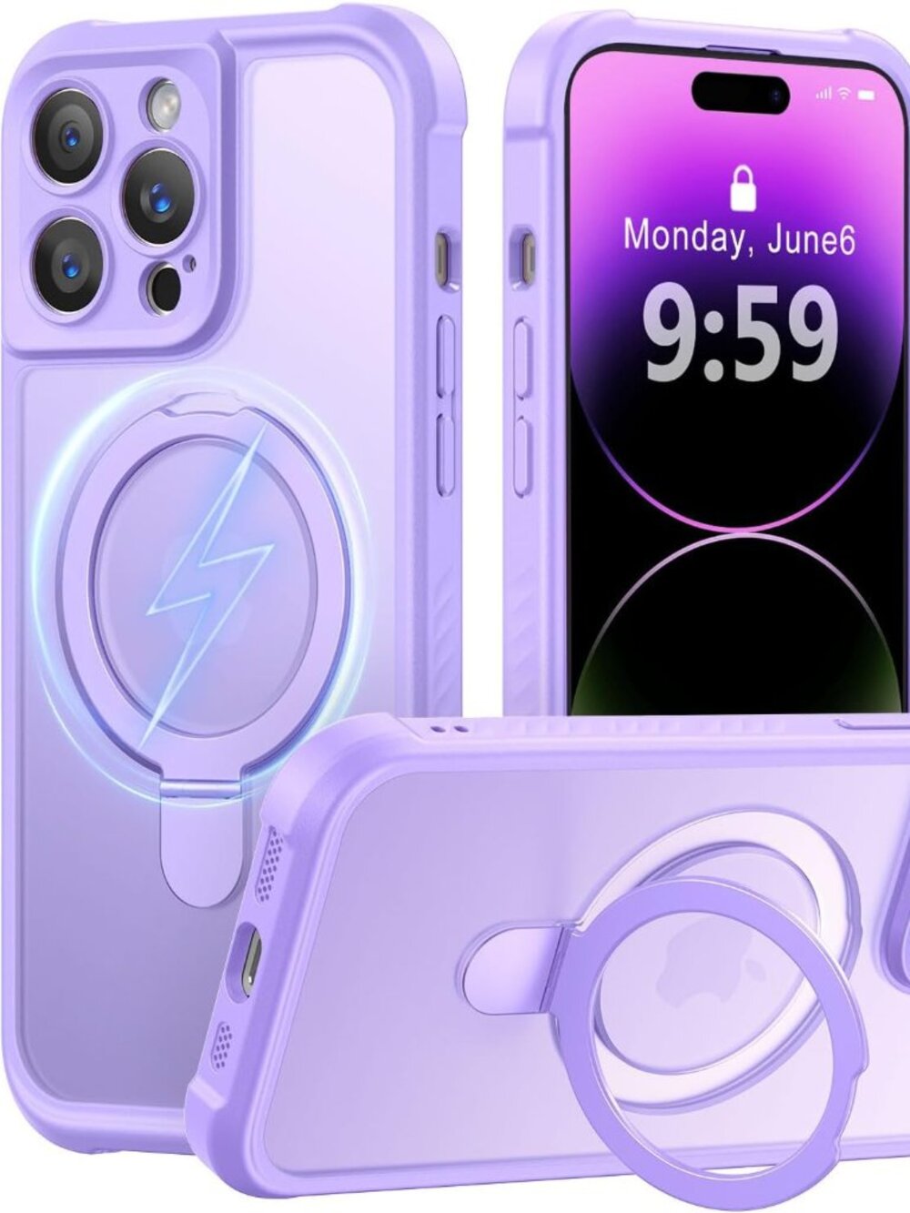 MOCCA iPhone 14 Pro Case MagSafe Invisible Stand Shockproof Light Purple